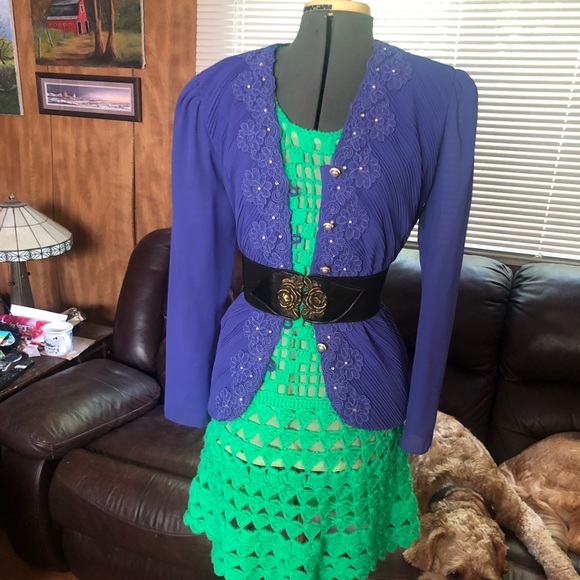 Gorgeous Vintage Floral Purple Blazer Jacket - Picture 3 of 9